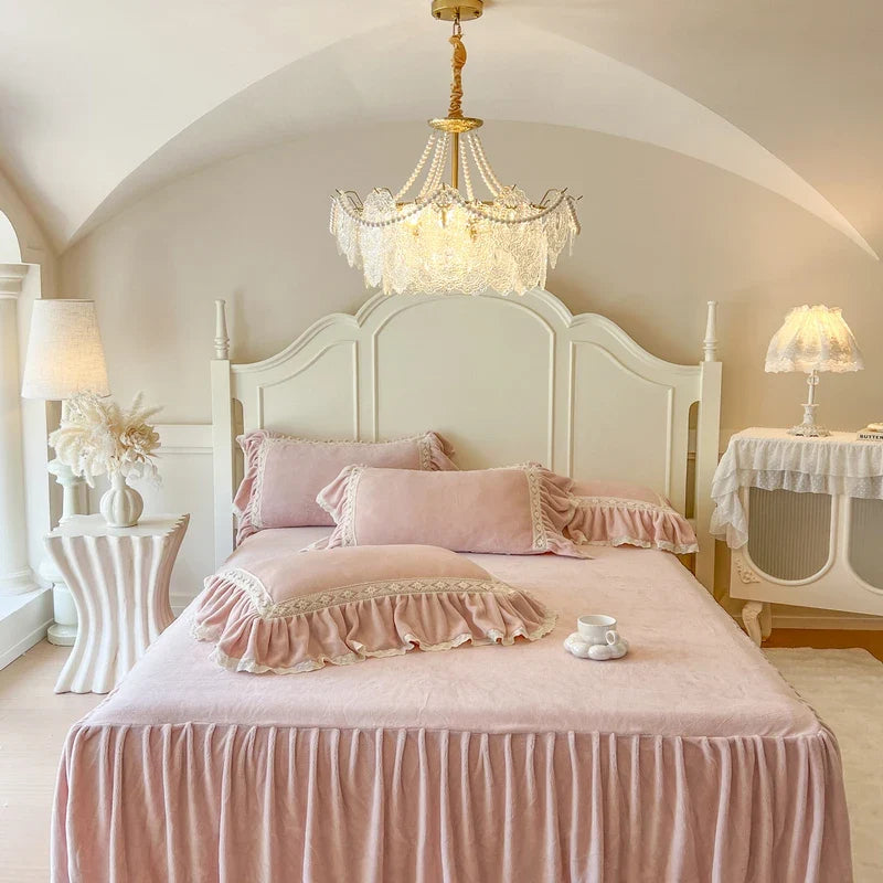 Milk Velvet Winter Warm Thickened Princess Bedding Set