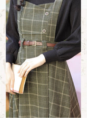Conjunto de 2 piezas de vestido de lana a cuadros de la Academia oscura de Forest Witch