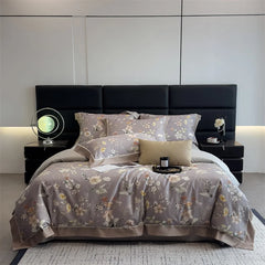 1000TC Egyptian Cotton Flowers Print Luxury Digital Printing Bedding Set