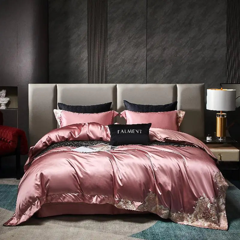 High Precision Damask Egyptian Cotton Luxury Embroidery Bedding Set