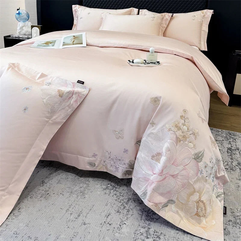 Luxury Floral Embroidery Bedding Set