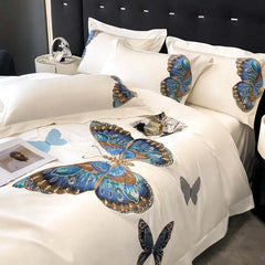 1000TC Egyptian Cotton Butterfly Embroidery Luxury Bedding Set