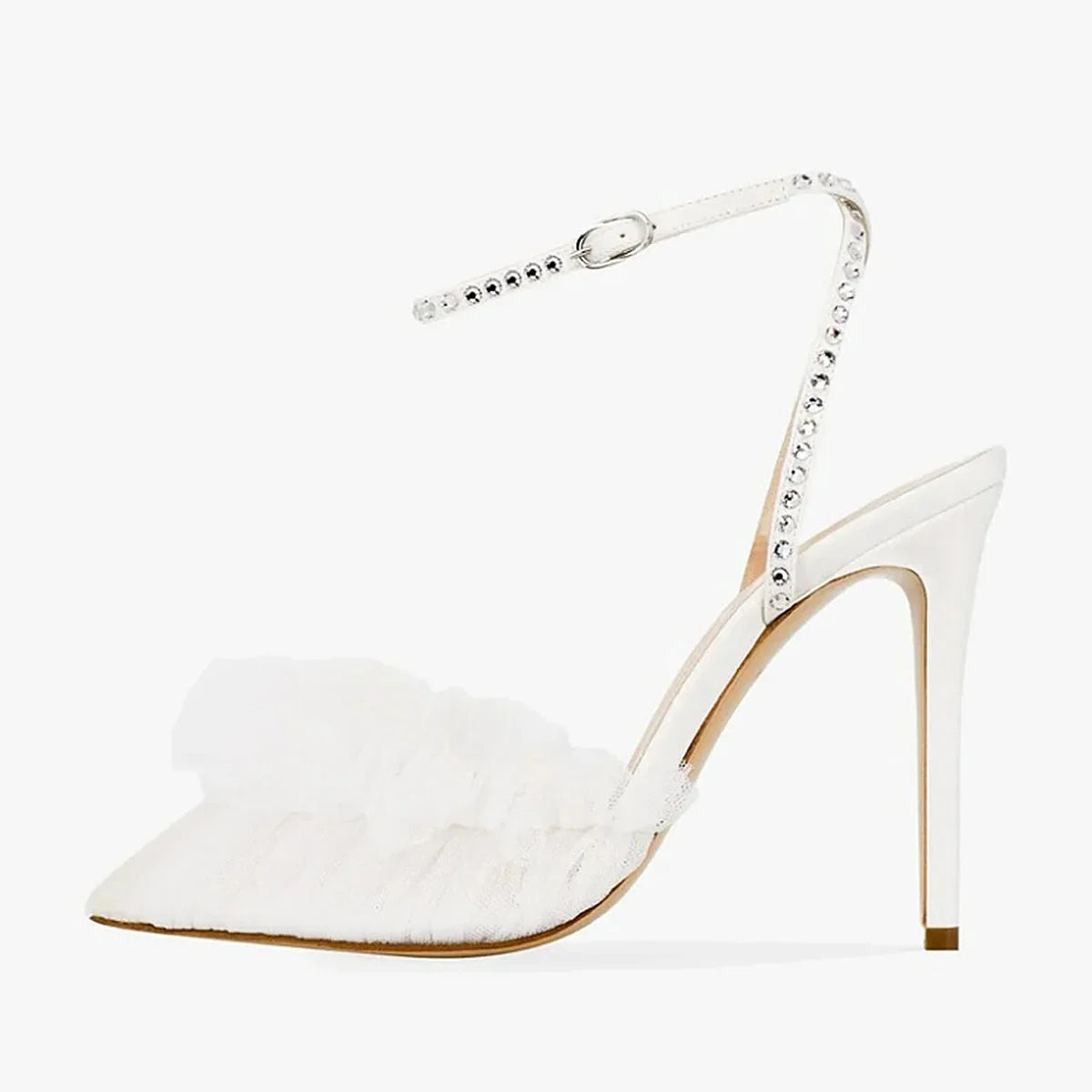 purple Mesh Pleated Wedding Shoes