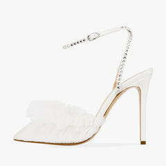 purple Mesh Pleated Wedding Shoes