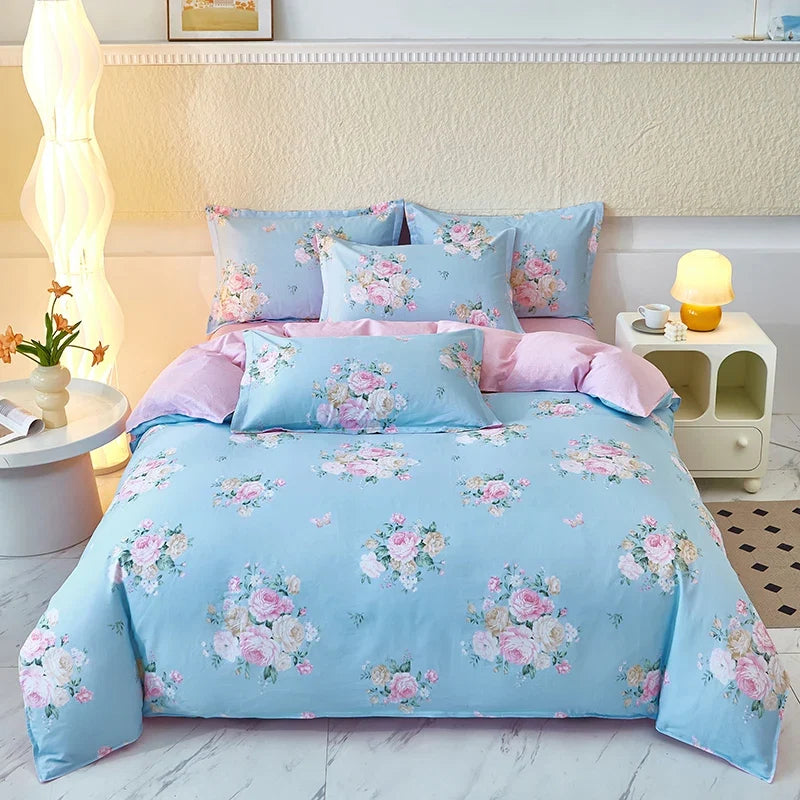 Pastoral Printed Quilt Covers 1PCS All Cotton Soft Comforter Cover Strip Simple Duvet Cover for Single Double Bed of 120 200