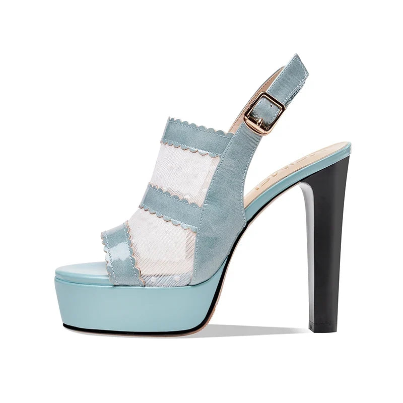 Patent Leather Waterproof Platform Peep Toe Shoes