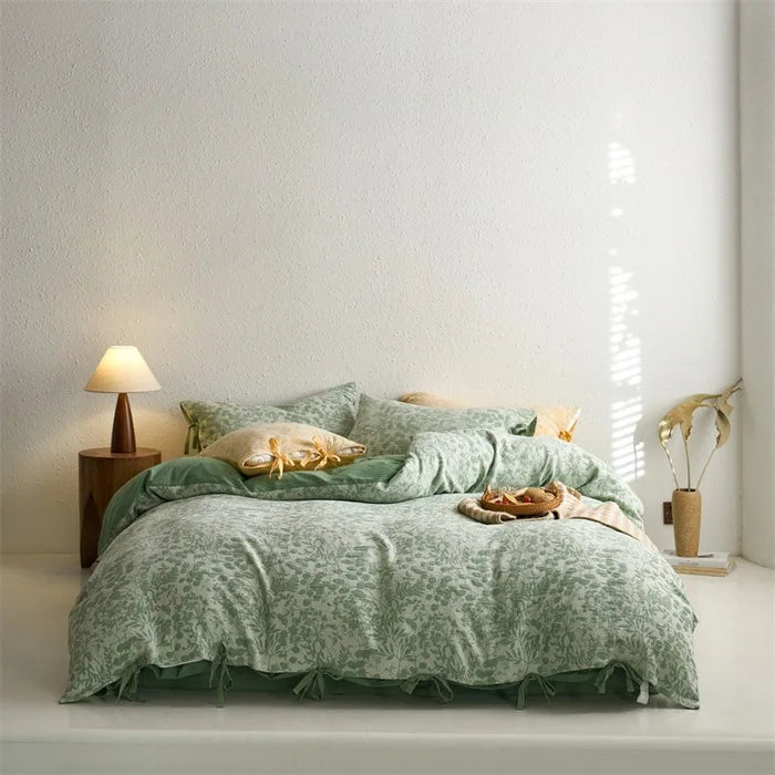 100% Cotton Double Layer Gauze Four Piece Bedding Set