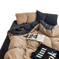 Winter Warm Milk Velvet Duvet Cover Set Queen Bedding Set