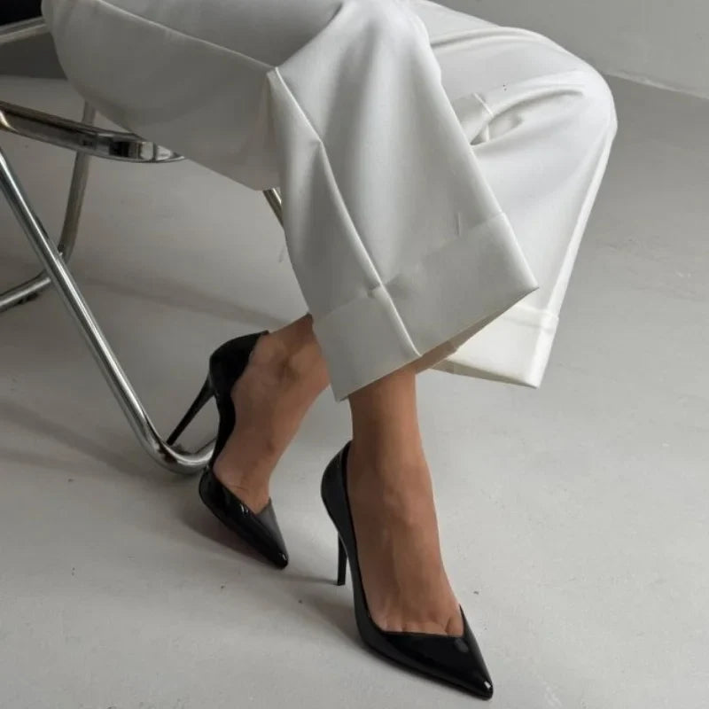 White Patent Leather high-heeled Shoes