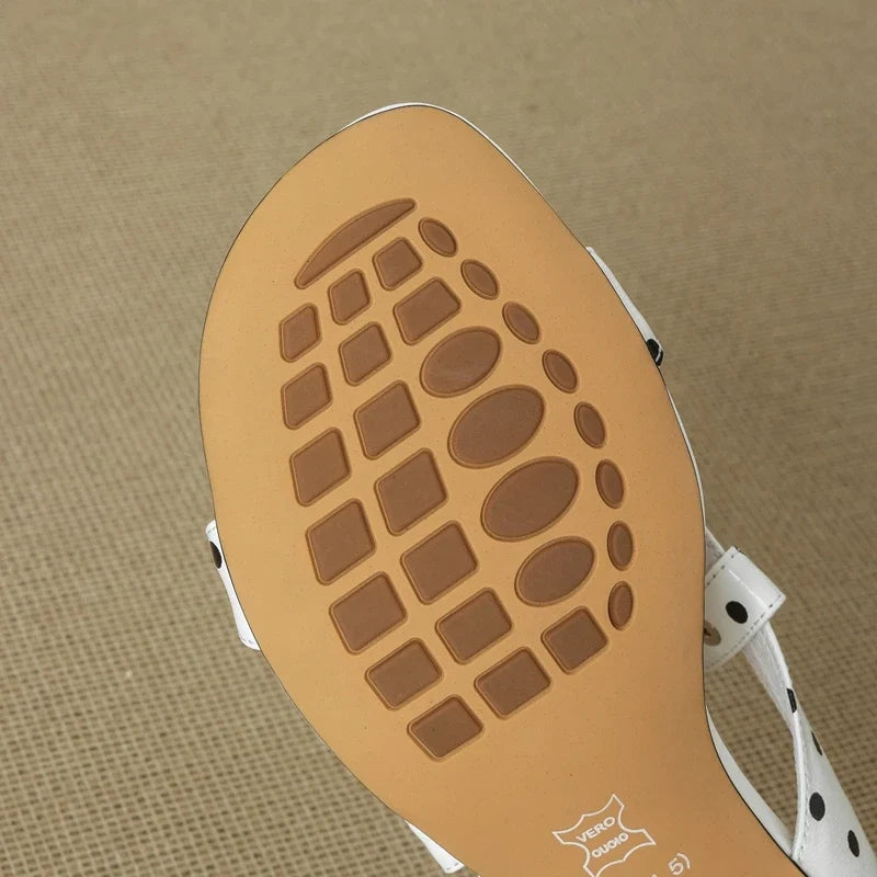 printed polka dot cowhide mid Heel
