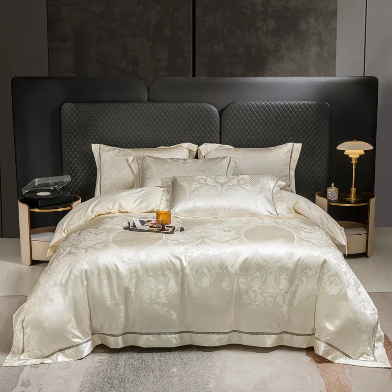 1000TC Egyptian Cotton Soft Silky Jacquard Luxury European Style Bedding Set