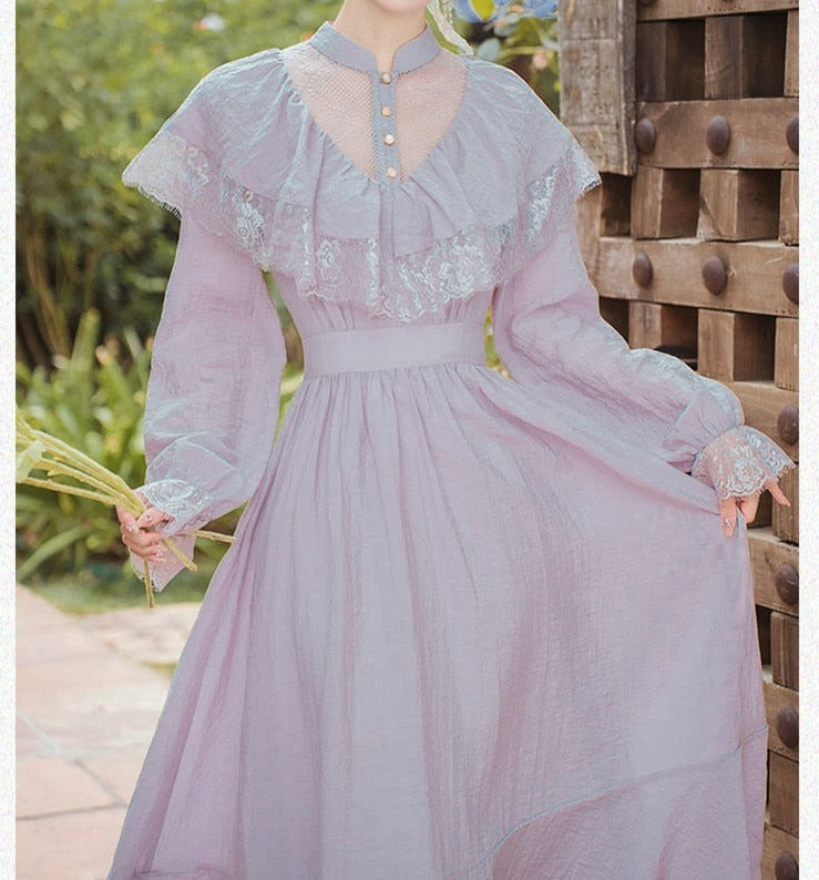 Vestido vintage eduardiano de ninfa lila