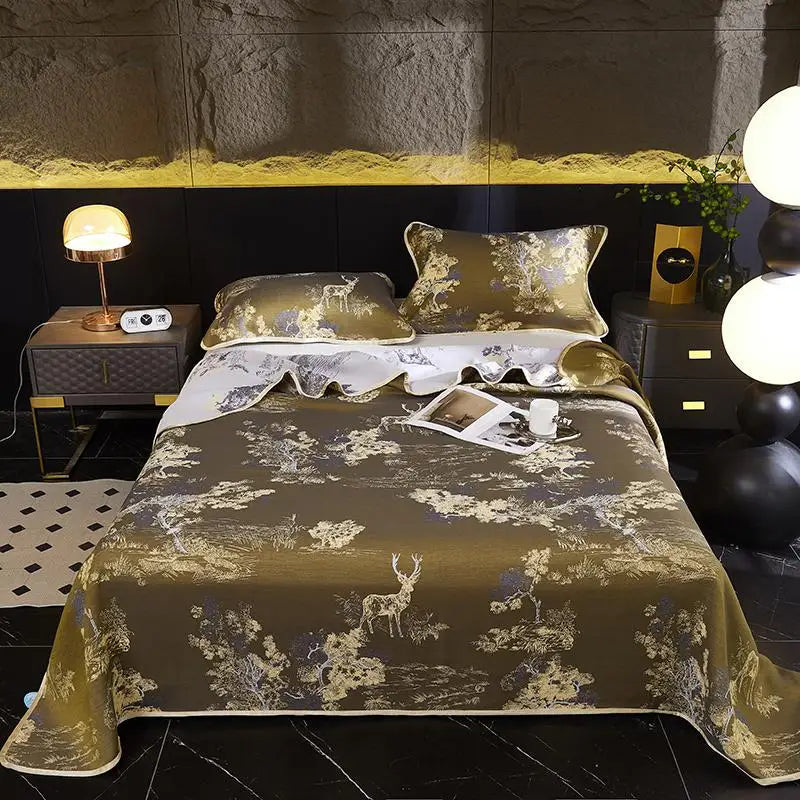 Ultra Soft Breathable Lyocell Cotton Elegant Jacquard Woven Bedspread Blend Cooling Blanket  Bed Sheet