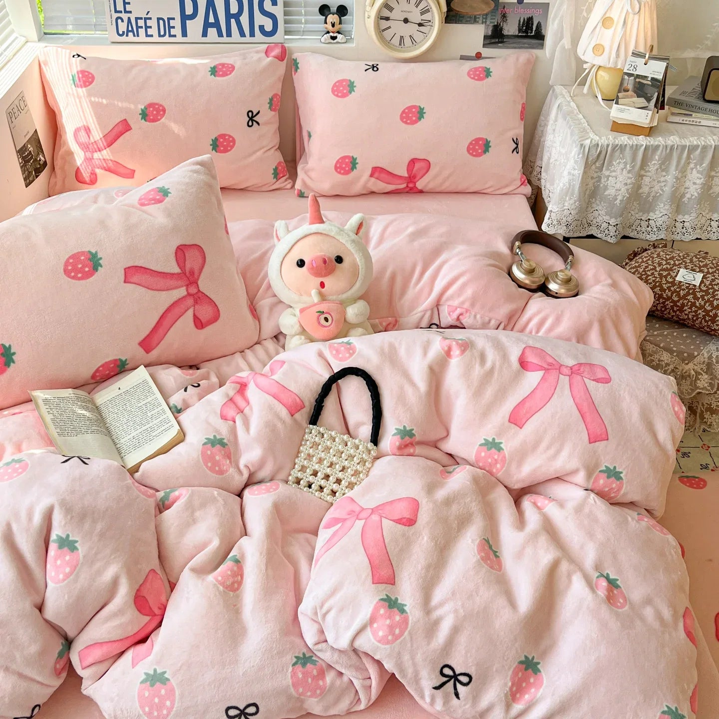 Winter Thick Velvet Duvet Cover Set Student Dormitory Bedding Set