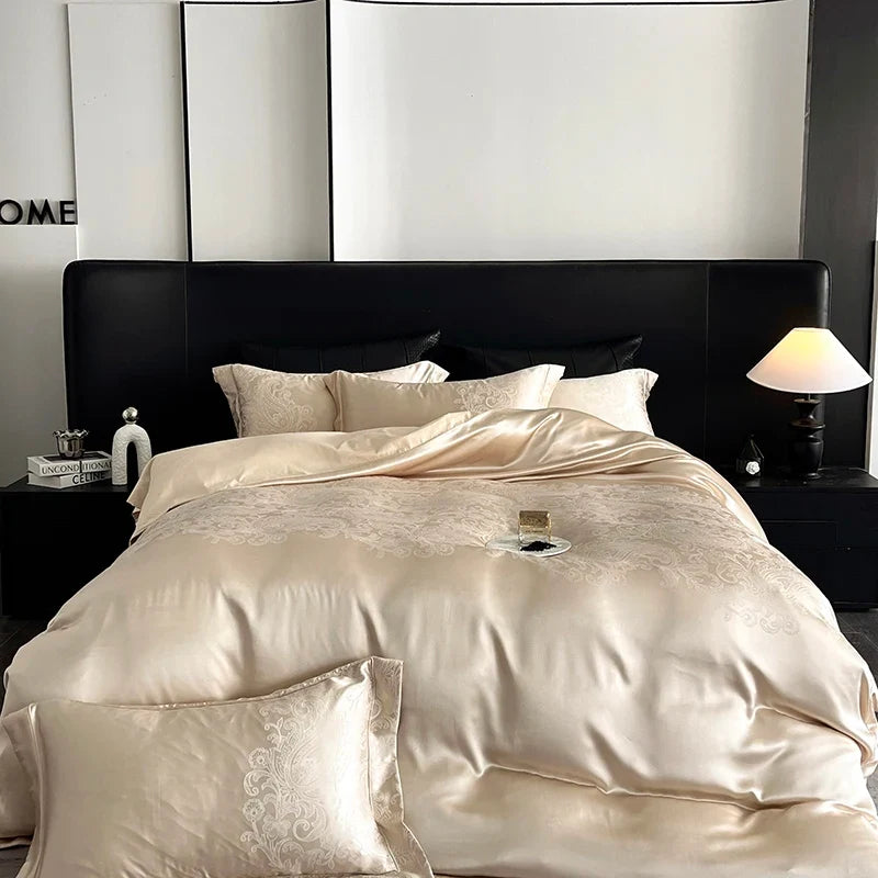 Satin Jacquard 1000TC Egyptian Cotton Patchwork European Luxury Bedding Set