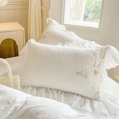 4Pcs Elegant Lace Rose Embroidery Milk Velvet Bedding Sets