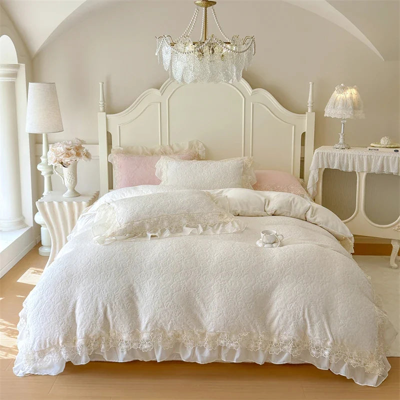 Romantic Lace Ruffles Princess Style Bedding Set