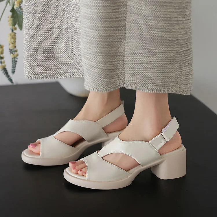 Comfortable Leather Chunky Heel