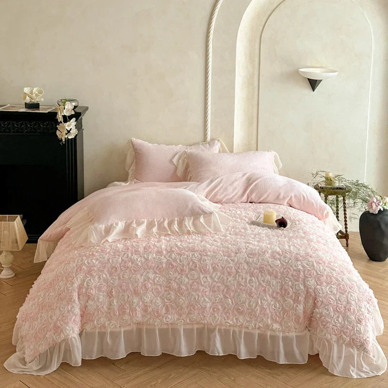 Princess Style Velvet Warm Winter Bedding Set