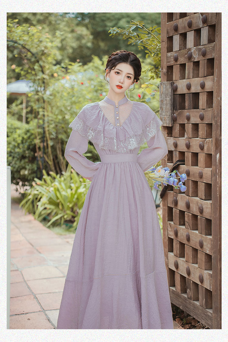 Vestido vintage eduardiano de ninfa lila