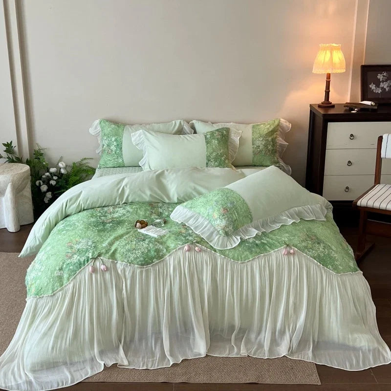 Shabby Chic Pink Flower Bedding Set