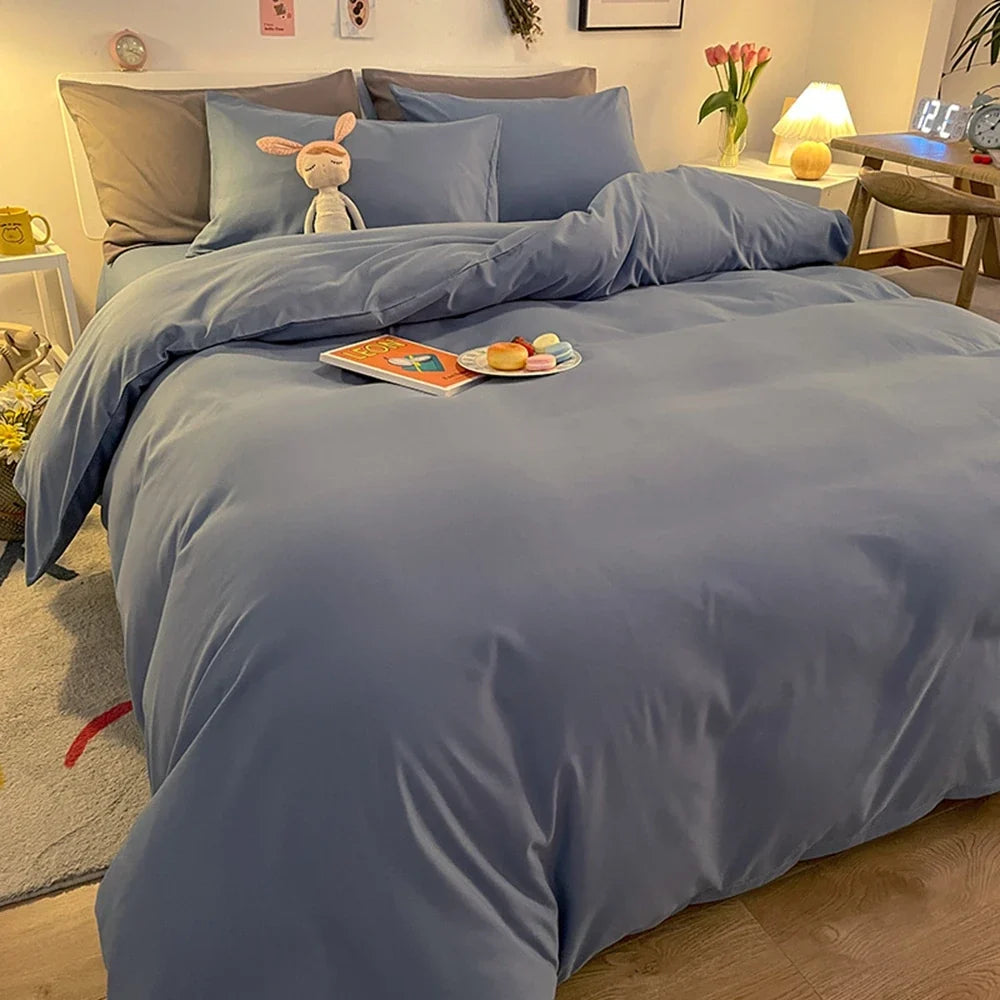1 Pc Housse De Couette 220x240 White Gray Color Duvet Cover Double Size Funda Nordica Cama 150 Queen/King Size Bed Cover