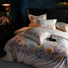 1000TC Egyptian Cotton Flowers Digital Printing Luxury Bedding Set