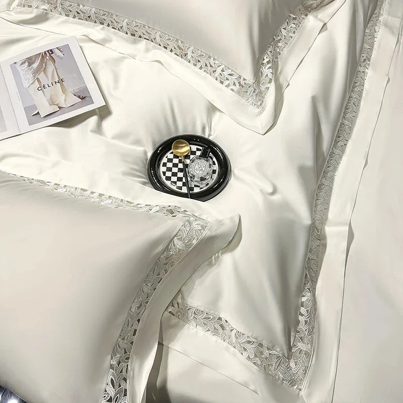 Premium 1200TC Egyptian Cotton Hollow Wide Edge Luxury Bedding Set
