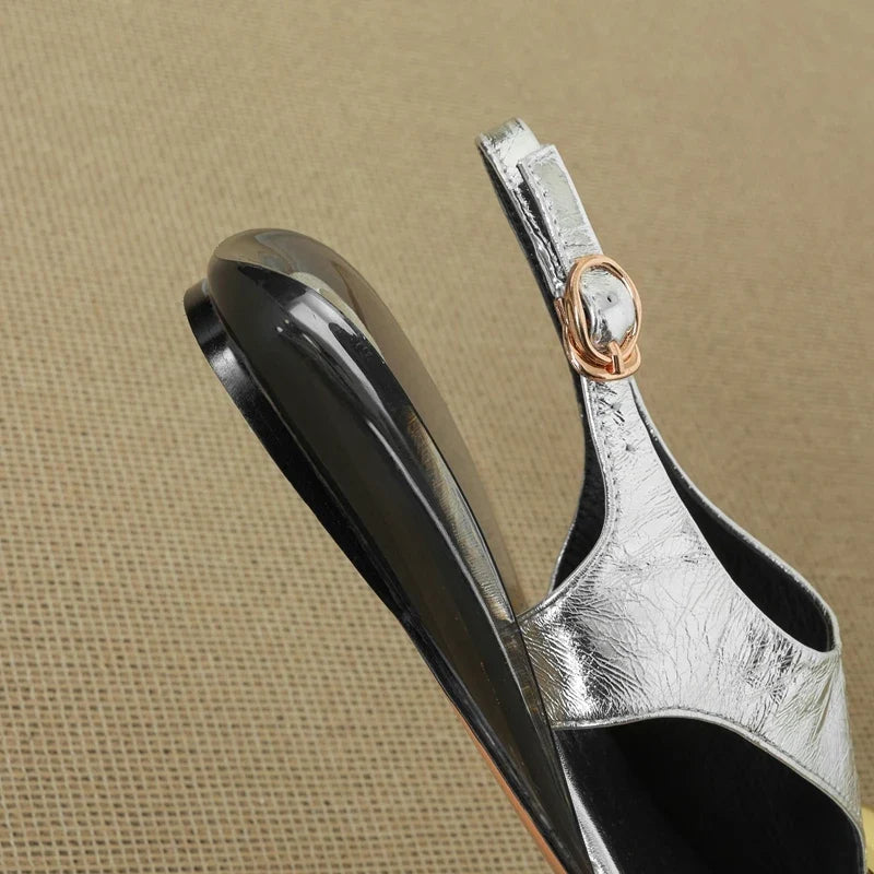 leather cowhide rhinestone low Heel