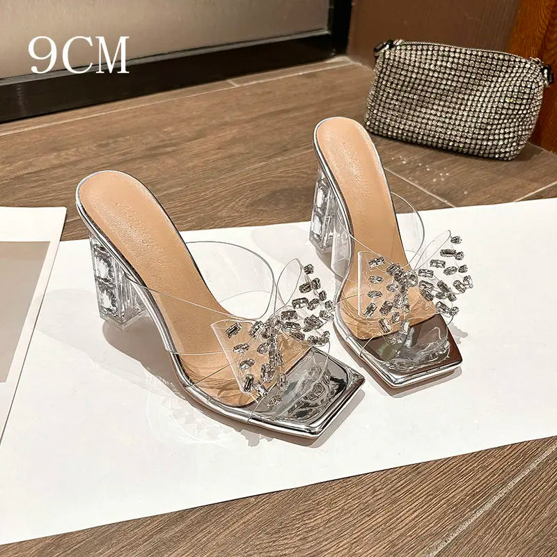 Big Diamond Rhinestone Transparent Sandals