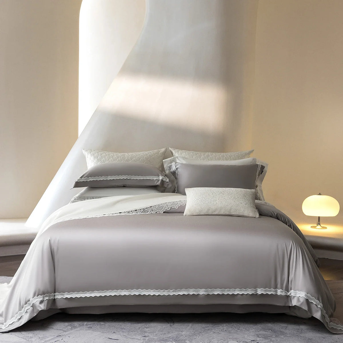 Luxury 1000TC Lyocell Cotton Soft Silky Solid Color Simple Bedding Set