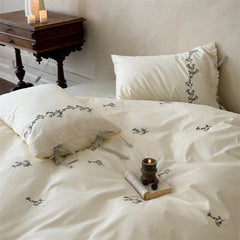 Flowers Embroidery Luxury Bedding Set