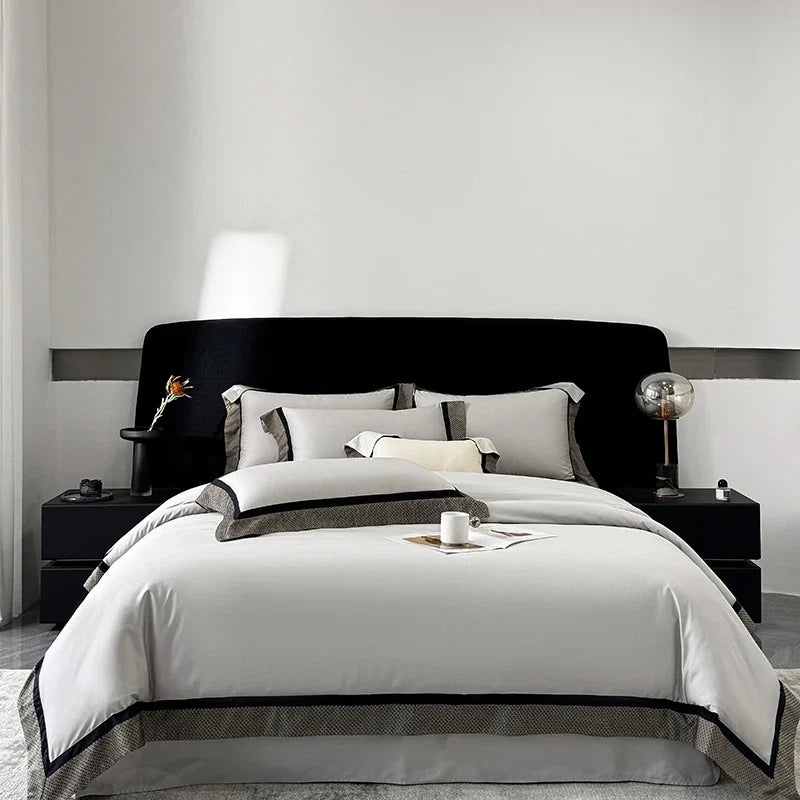 4Pcs Premium 1000TC Egyptian Cotton Simple Solid Color Bedding Set