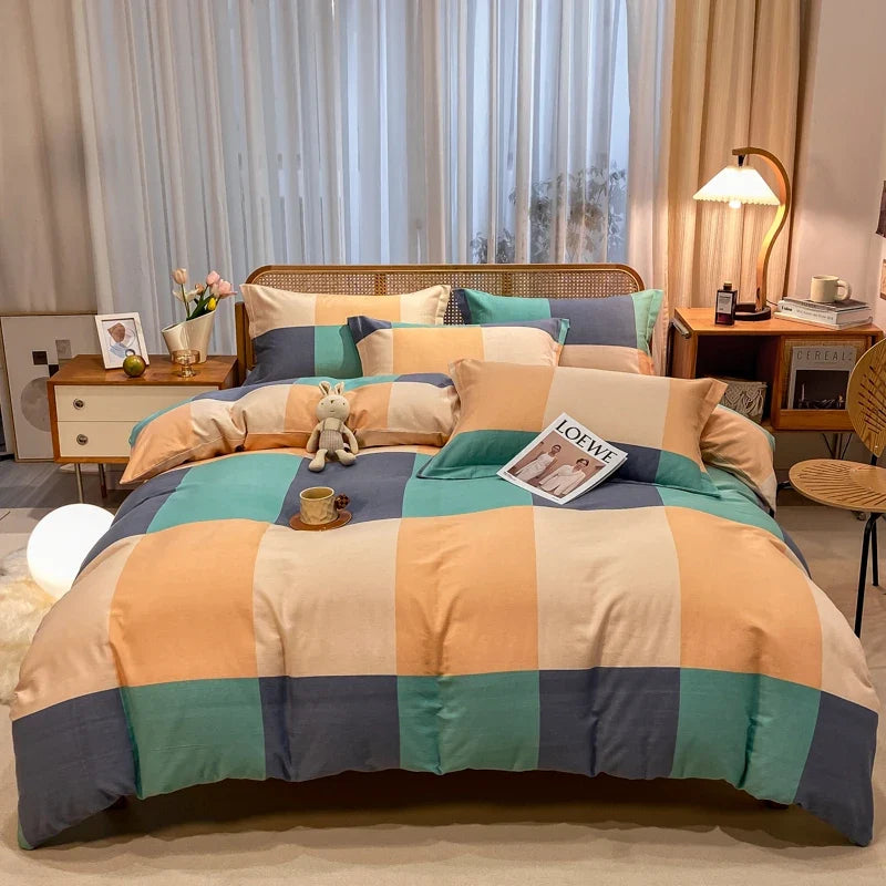 High Quality 100% Cotton Duvet Cover Set Modern Striped Printed Bedding Set