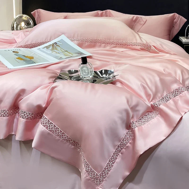 800TC Lyocell Soft Silky Cooling Summer Luxury Hollow Wide Edge Bedding Set