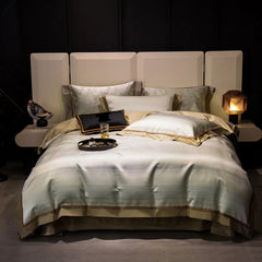 Satin Yarn-dyed Jacquard 1000TC Egyptian Cotton Soft Silky Luxury Bedding Set