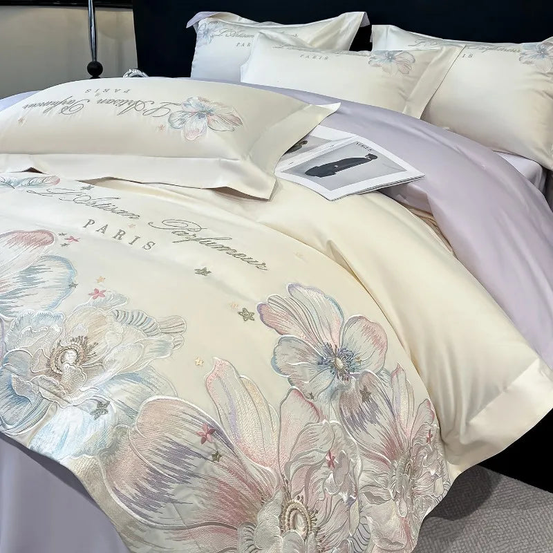High End A-class Long Staple Cotton Pure Cotton Four Piece Duvet Cover  All Cotton Bed Sheet Light Luxury Bedding