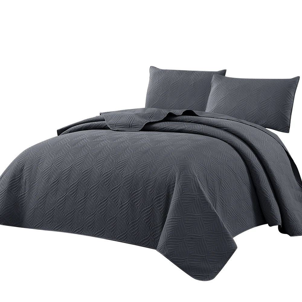 3pcs Luxury Quilted Microfiber Bedspread Coverlet Bedding Set