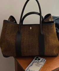 Simple Style Chocolate Large Capacity Satchel Bags