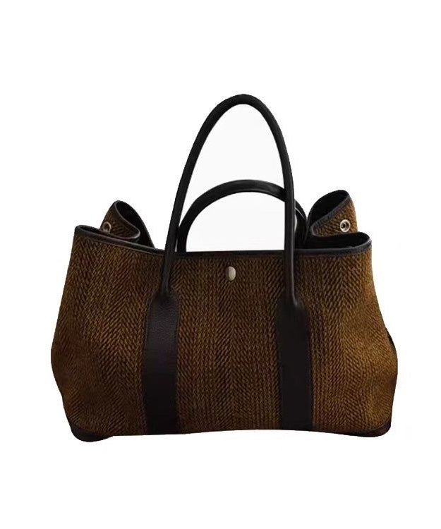 Simple Style Chocolate Large Capacity Satchel Bags
