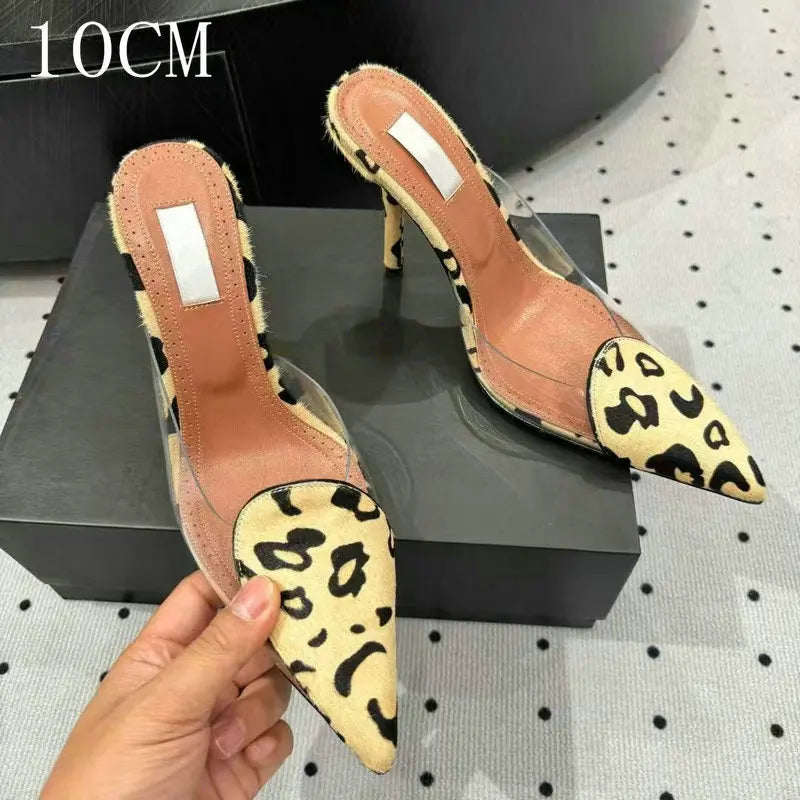 Size 35-42 Transparent PVC Slippers Ladies Thin High Heels