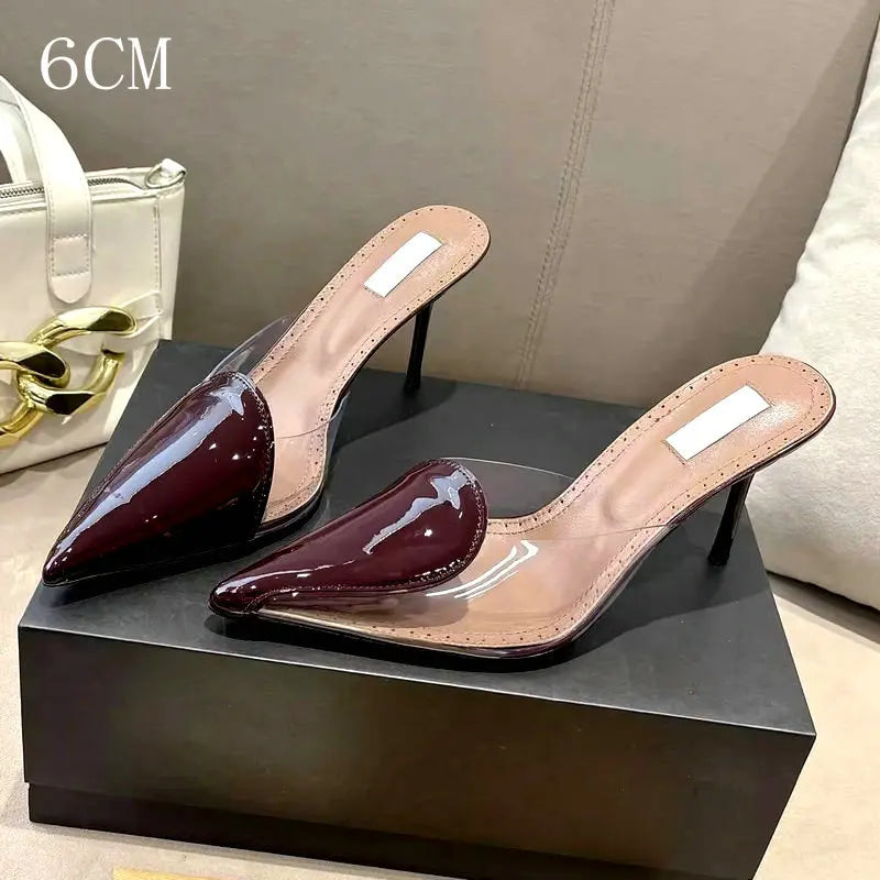 Size 35-42 Transparent PVC Slippers Ladies Thin High Heels