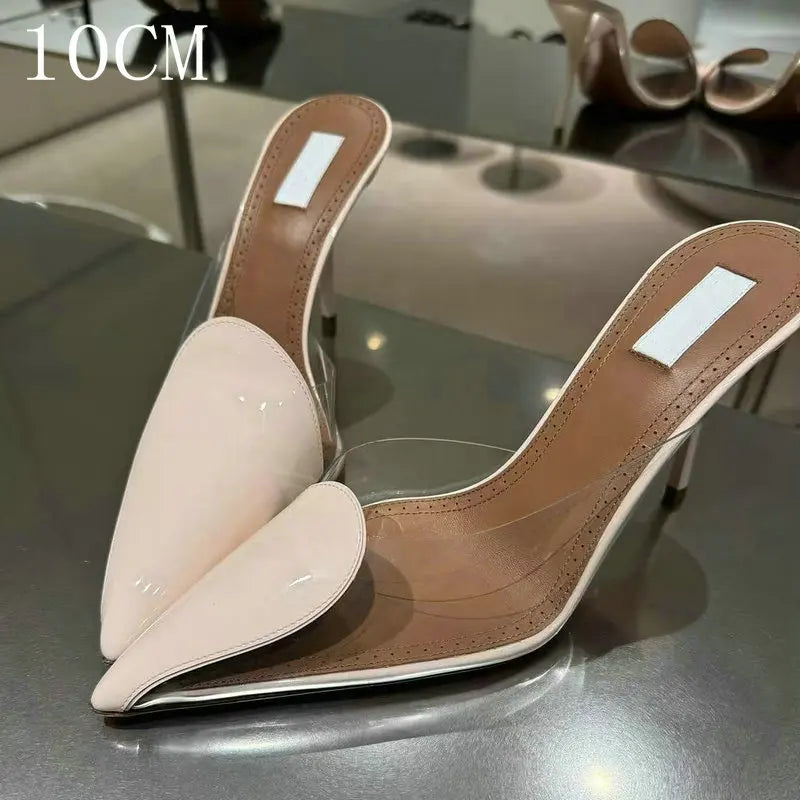 Size 35-42 Transparent PVC Slippers Ladies Thin High Heels