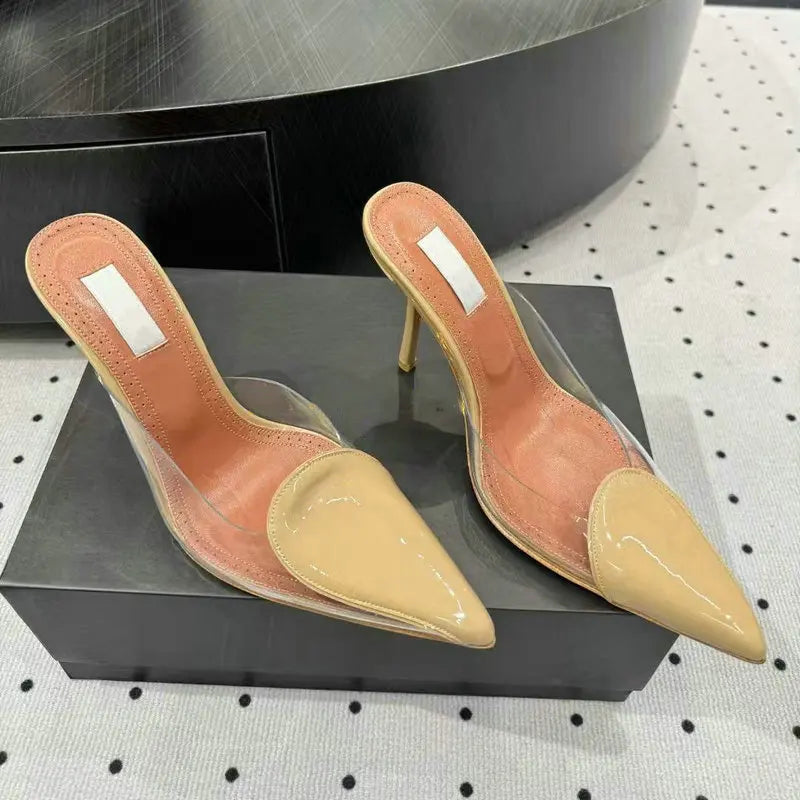 Size 35-42 Transparent PVC Slippers Ladies Thin High Heels