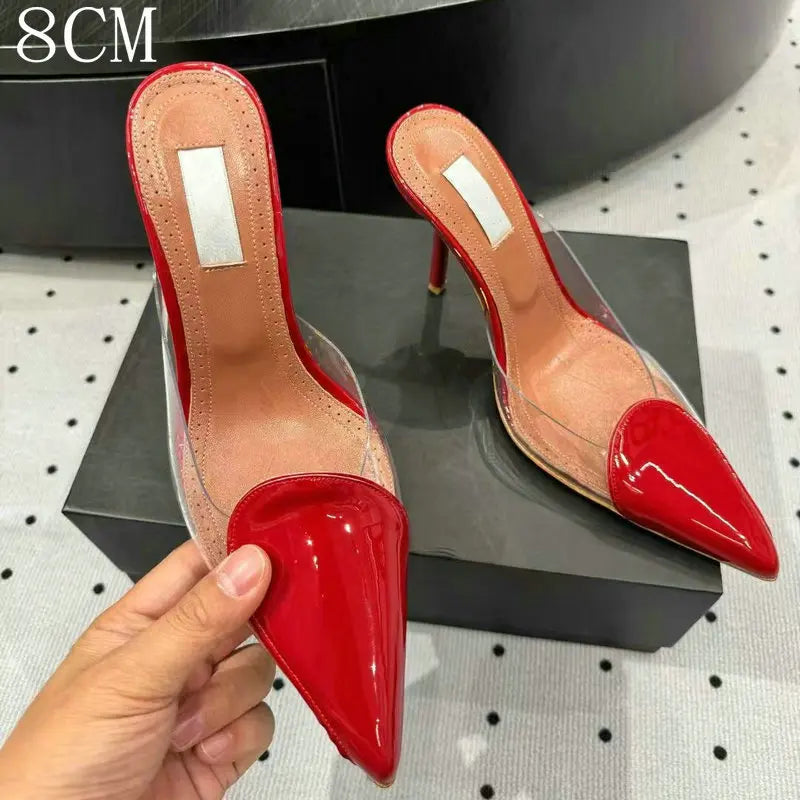 Size 35-42 Transparent PVC Slippers Ladies Thin High Heels