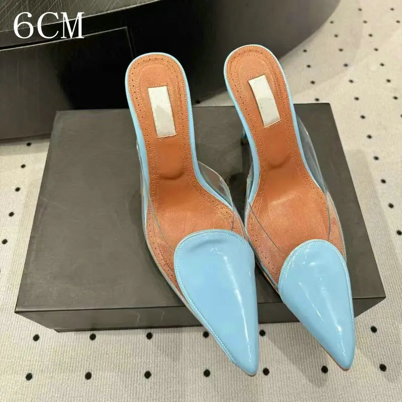 Size 35-42 Transparent PVC Slippers Ladies Thin High Heels