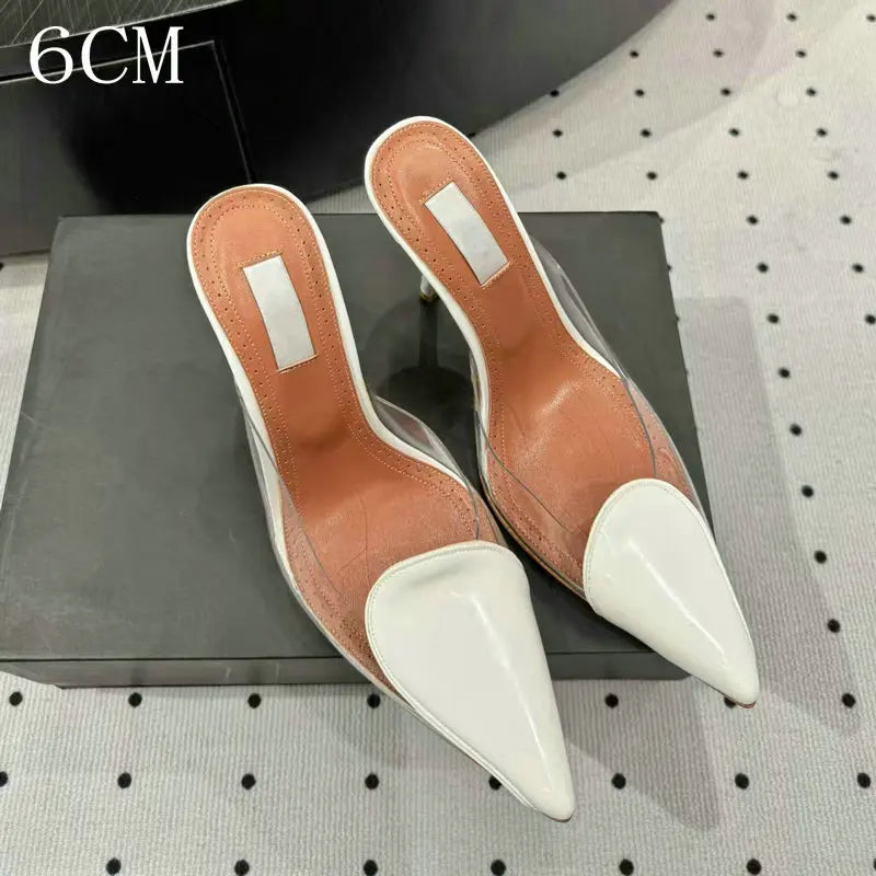 Size 35-42 Transparent PVC Slippers Ladies Thin High Heels
