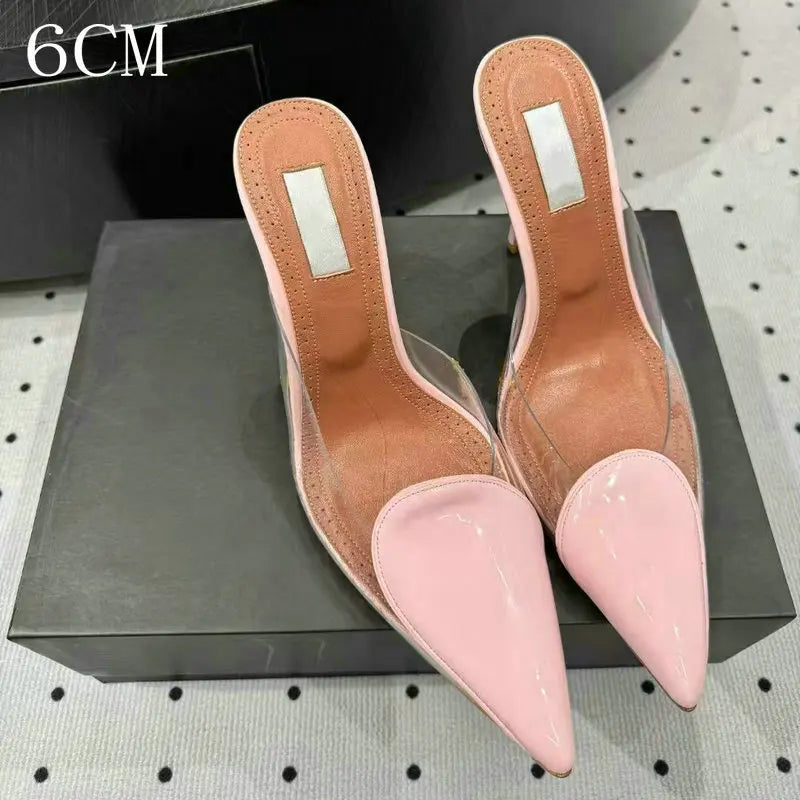 Size 35-42 Transparent PVC Slippers Ladies Thin High Heels
