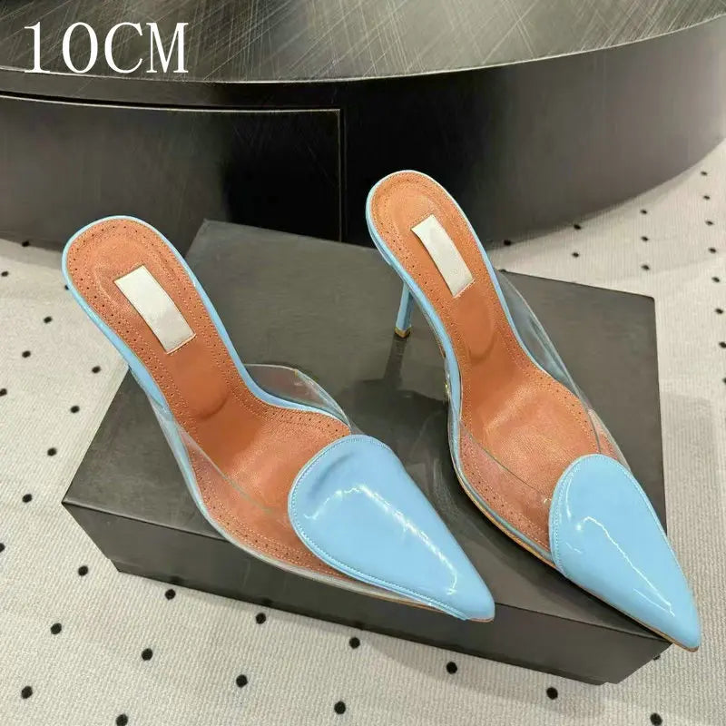 Size 35-42 Transparent PVC Slippers Ladies Thin High Heels