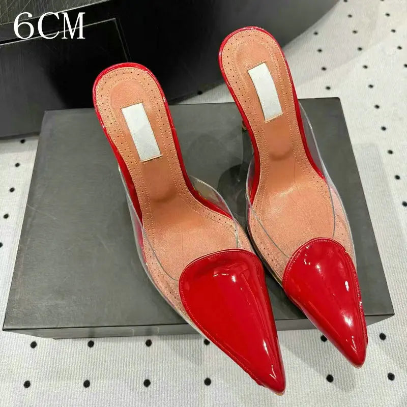 Size 35-42 Transparent PVC Slippers Ladies Thin High Heels